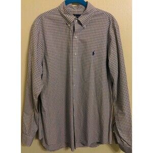 Nice Ralph Lauren Shirt Men's Sz. L Plaid Poplin Blue Yellow Navy Pony Preppy